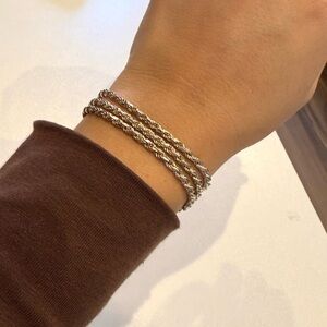 Three Row Twisted Rope Chan Vintage 925 Silver Bracelet